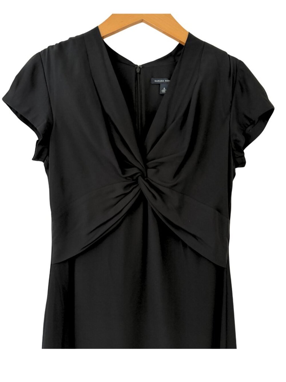 Banana Republic Black 100% Silk Twist Front Sheath Dress 6 - Picture 3 of 7